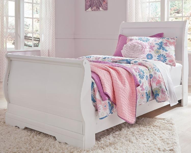 Image of Anarasia - Twin Sleigh Bed - White