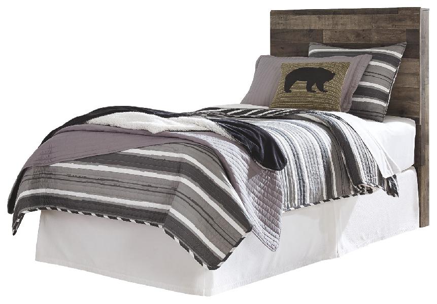 Image of Derekson - Twin Panel Headboard with Bolt on Bed Frame - Multi Gray