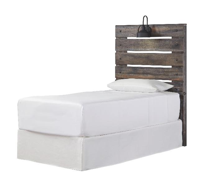 Image of Drystan - Twin Panel Headboard with Bolt on Bed Frame - Brown / Beige