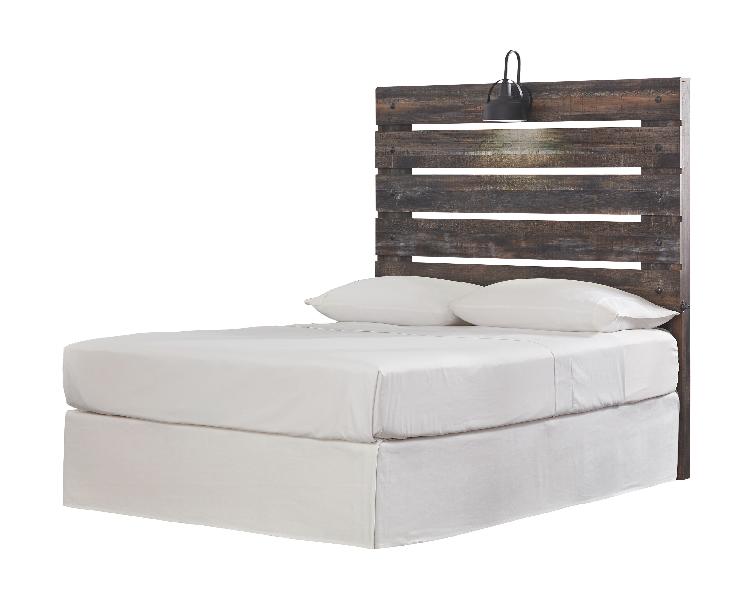 Image of Drystan - Full Panel Headboard with Bolt on Bed Frame - Brown / Beige