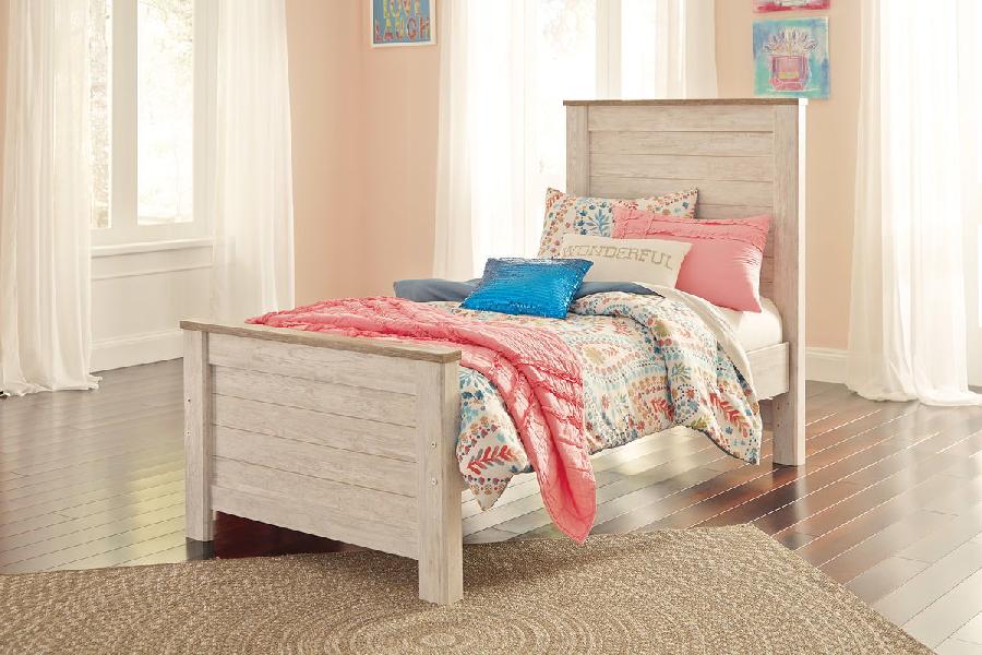Image of Willowton - Twin Panel Bed - Whitewash