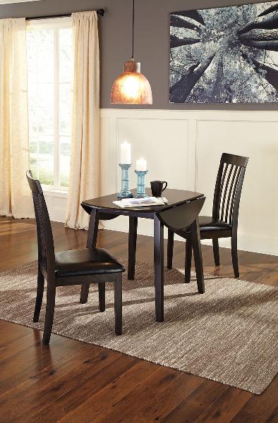 Image of Hammis - 3 Pc. - Drop Leaf Table, 2 Upholstered Side Chairs - Dark Brown