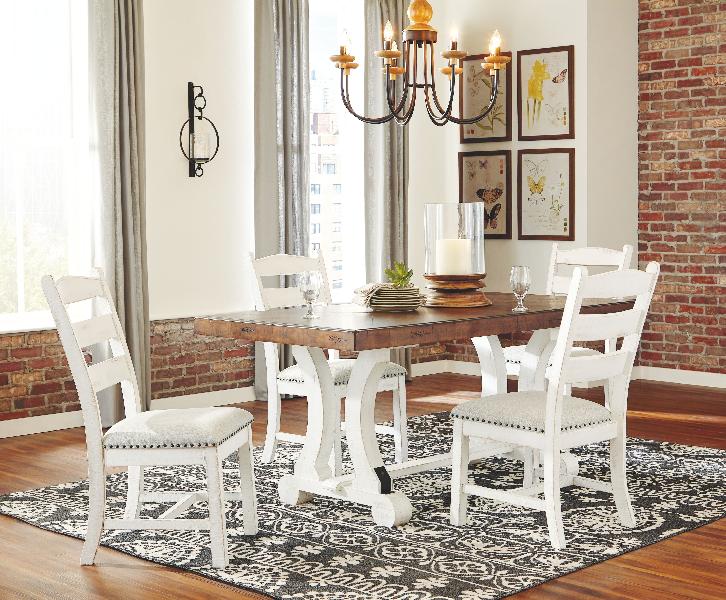 Image of Valebeck - 5 Pc. - Dining Room Table, 4 Side Chairs - White / Brown