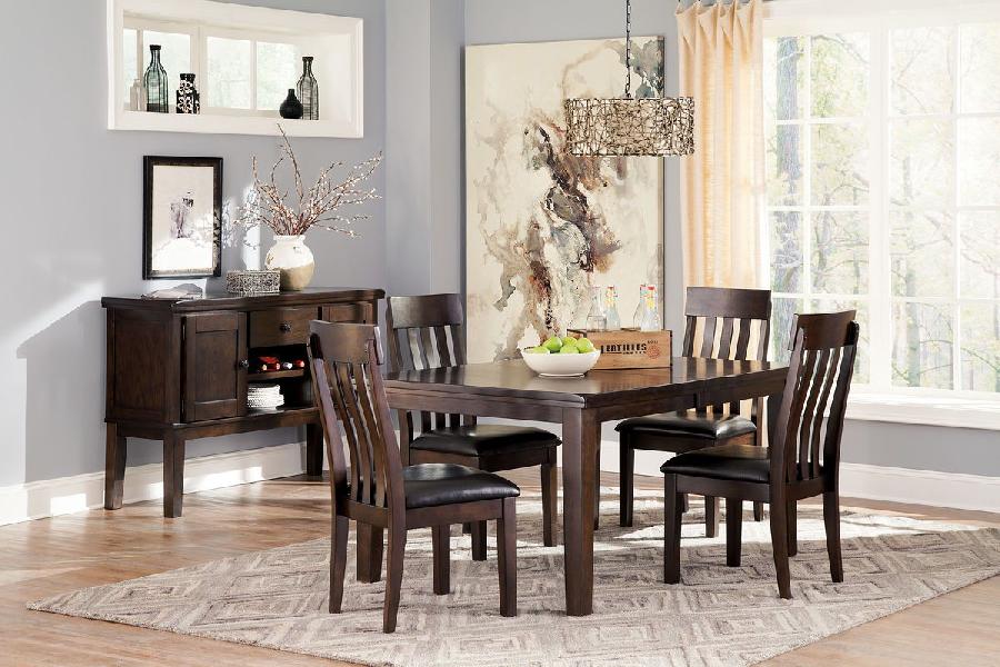 Image of Haddigan - 6 Pc. - Extension Table, 4 Side Chairs, Server - Dark Brown