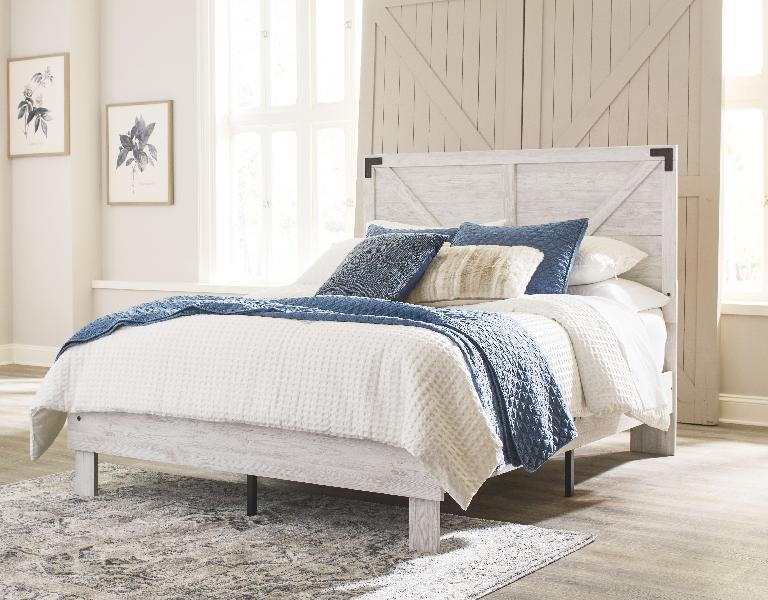 Image of Shawburn - Full Panel Platform Bed - Whitewash