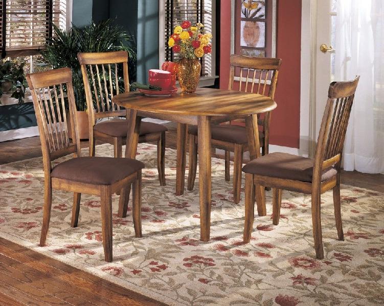 Image of Berringer - 5 Pc. - Drop Leaf Table, 4 Side Chairs - Rustic Brown