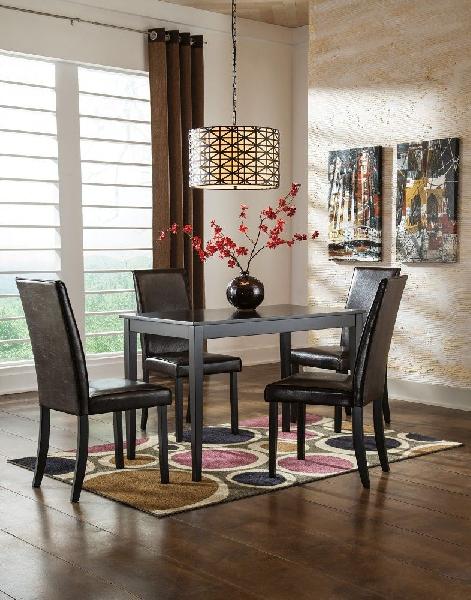 Image of Kimonte - 5 Pc. - Dining Room Table, 4 Upholstered Side Chairs - Dark Brown