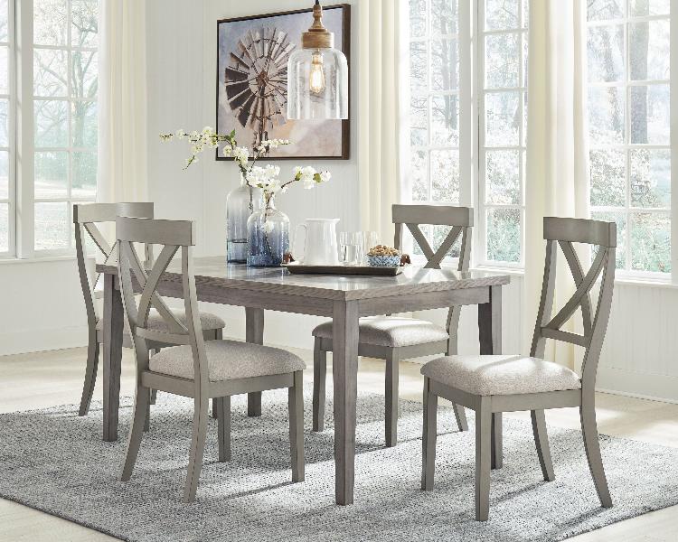 Image of Parellen - 5 Pc. - Dining Room Table, 4 Side Chairs - Gray