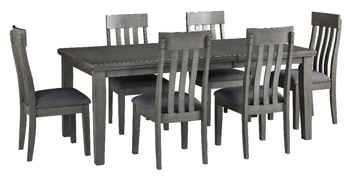 Image of Hallanden - 7 Pc. - Extension Table, 6 Side Chairs - Black / Gray