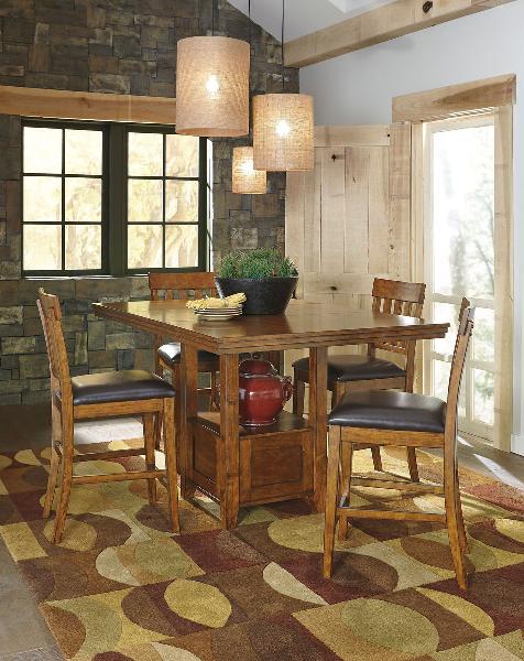 Image of Ralene - 5 Pc. - Counter Extension Table, 4 Barstools - Light Brown