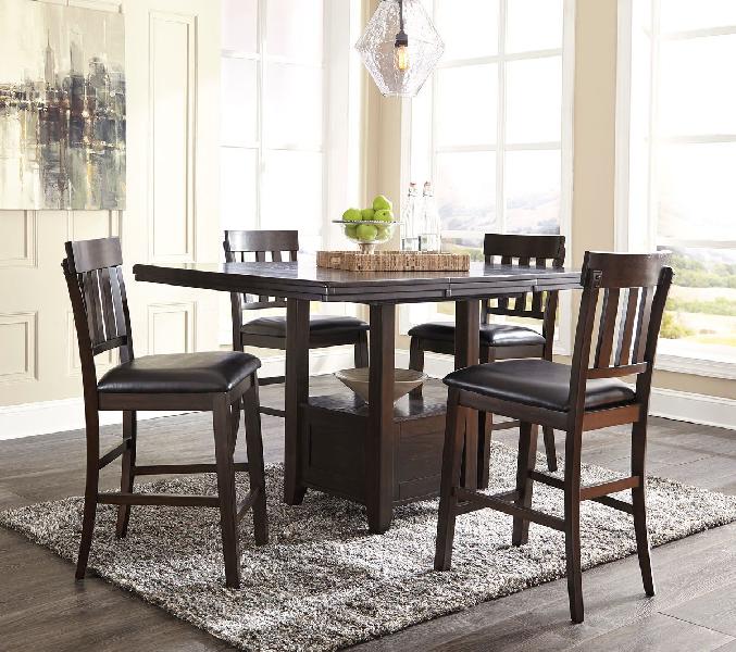Image of Haddigan - 5 Pc. - Counter Extension Table, 4 Barstools - Dark Brown