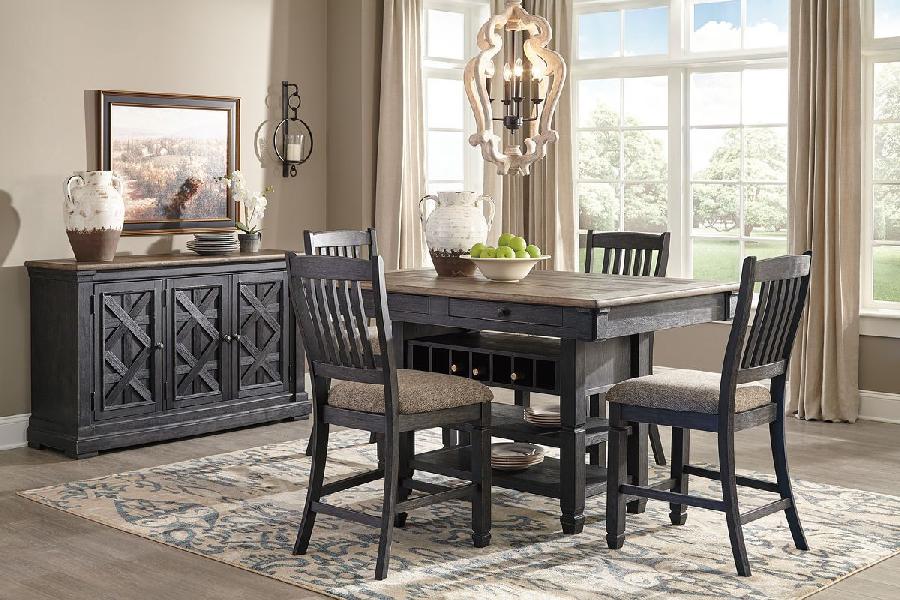 Image of Tyler Creek - 6 Pc. - Counter Table, 4 Barstools, Server - Dark Gray