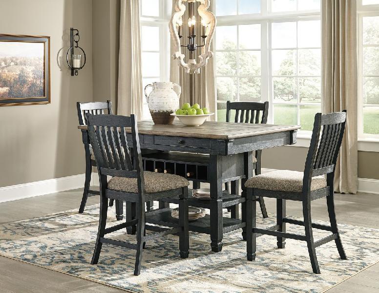 Image of Tyler Creek - 5 Pc. - Counter Table, 4 Barstools - Dark Gray