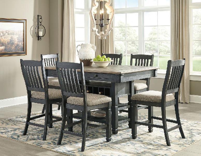 Image of Tyler Creek - 7 Pc. - Counter Table, 6 Barstools - Dark Gray