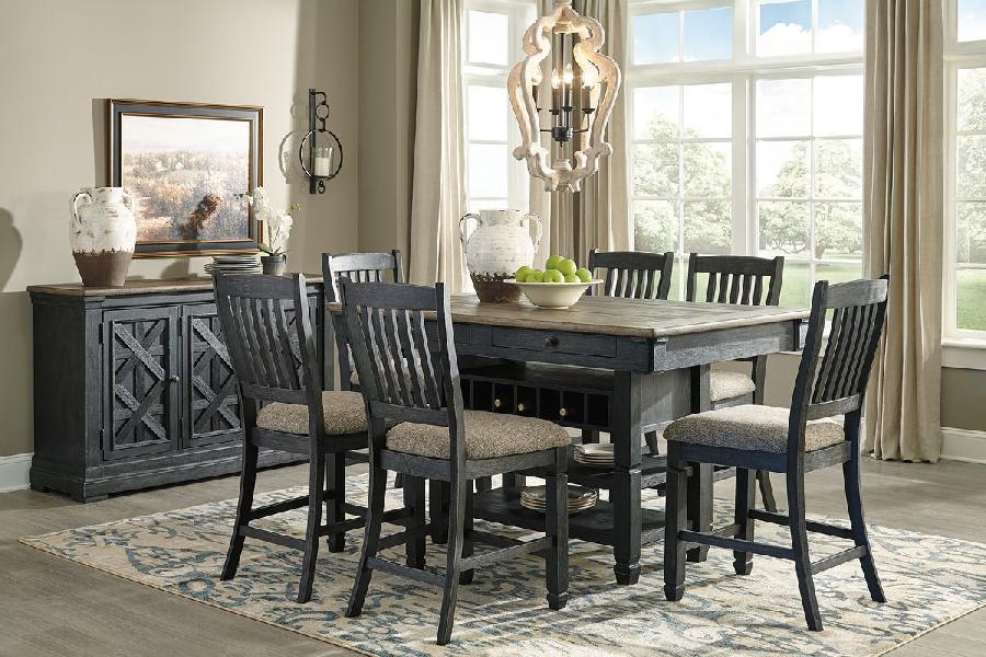 Image of Tyler Creek - 8 Pc. - Counter Table, 6 Barstools, Server - Dark Gray