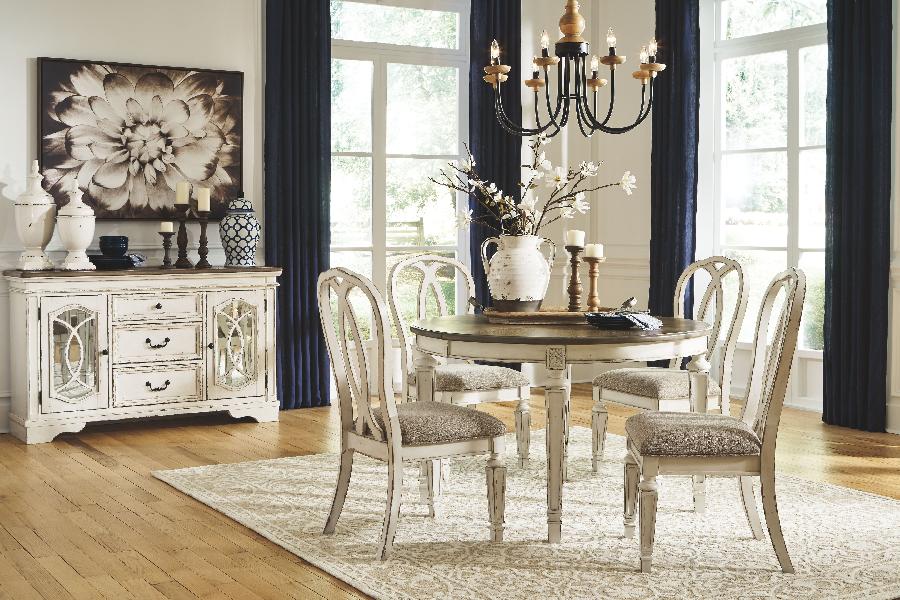 Image of Realyn - 5 Pc. - Extension Table, 4 Ribbon Back Side Chairs - White