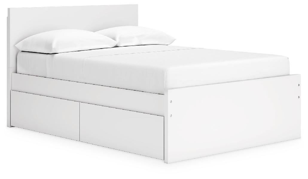 Image of Onita - Full Panel Platform Bed With 2 Side Storage - White