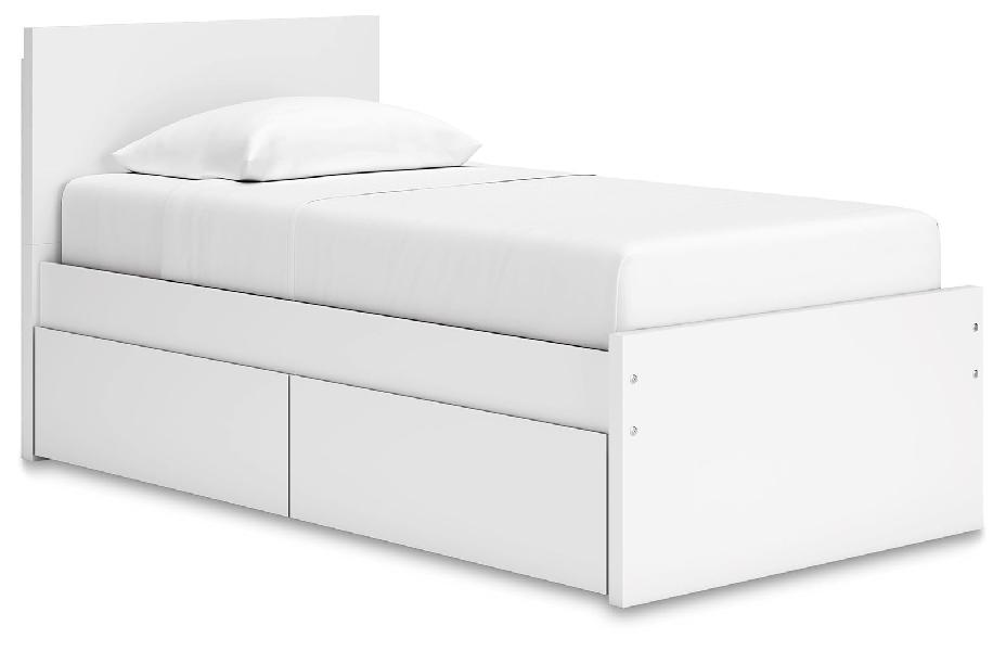 Image of Onita - Twin Panel Platform Bed With 1 Side Storage - White