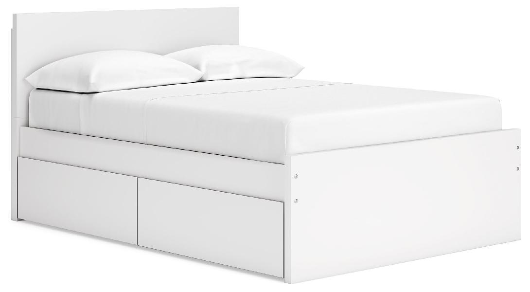 Image of Onita - Full Panel Platform Bed With 1 Side Storage - White