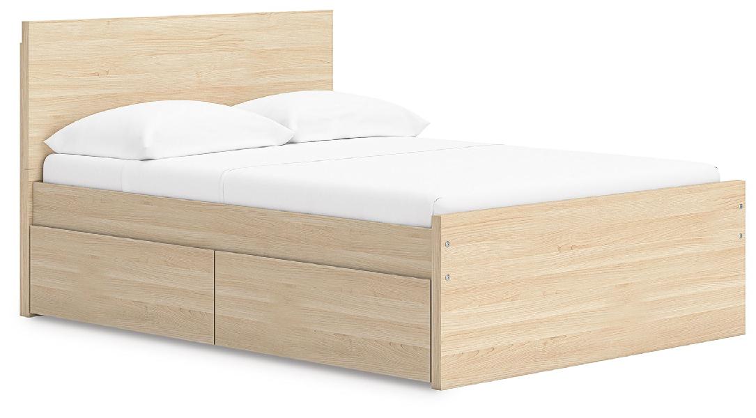 Image of Onita - Full Panel Platform Bed With 1 Side Storage - Natural