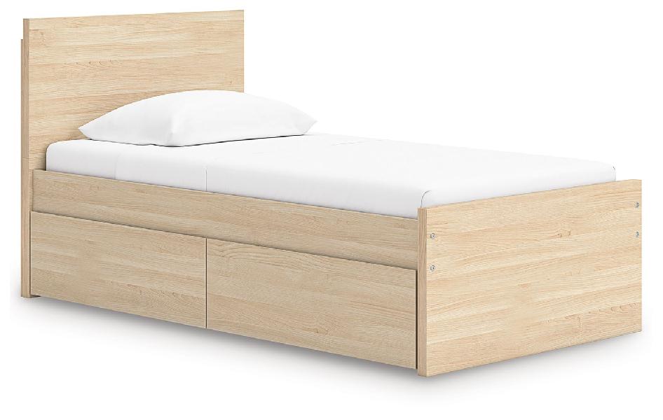 Image of Onita - Twin Panel Platform Bed With 1 Side Storage - Natural