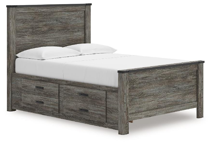 Image of Frandern - Full Panel Bed With Storage - Black / Gray