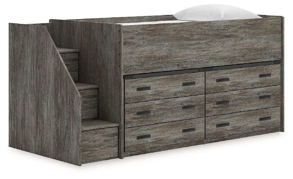 Image of Frandern - Twin Loft Bed With 2 Drawer Storages - Gray