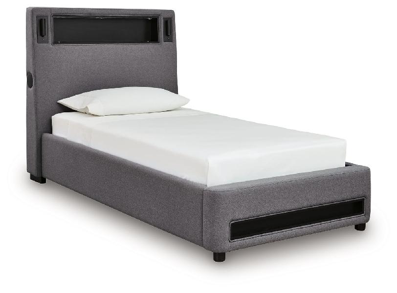 Image of Verishaw - Twin Upholstered Bed - Gray