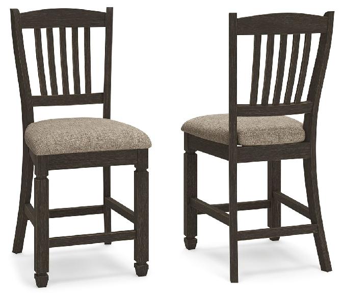 Image of Tyler Creek - Upholstered Barstool (Set of 2) - Black / Grayish Brown