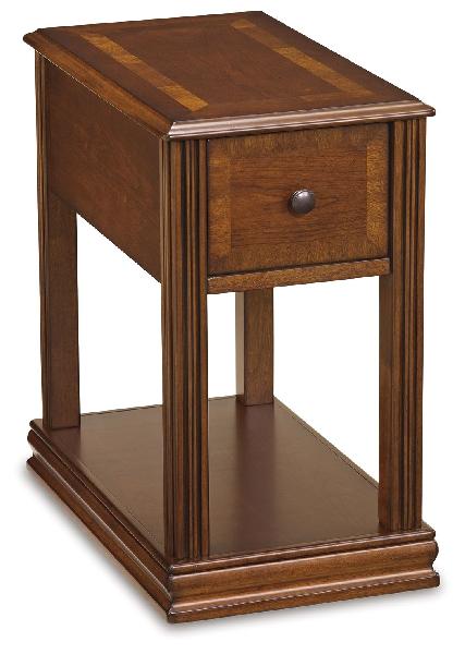 Image of Breegin - Chair Side End Table - Removable Tray - Brown