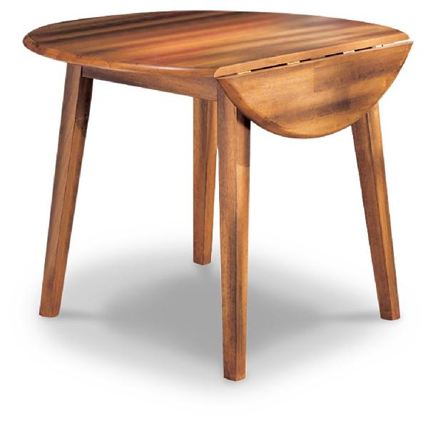 Image of Berringer - Round DRM Drop Leaf Table - Rustic Brown