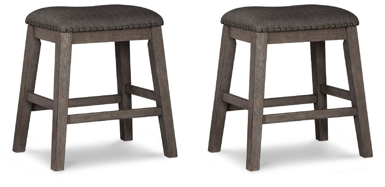 Image of Caitbrook - Upholstered Stool (Set of 2) - Gray