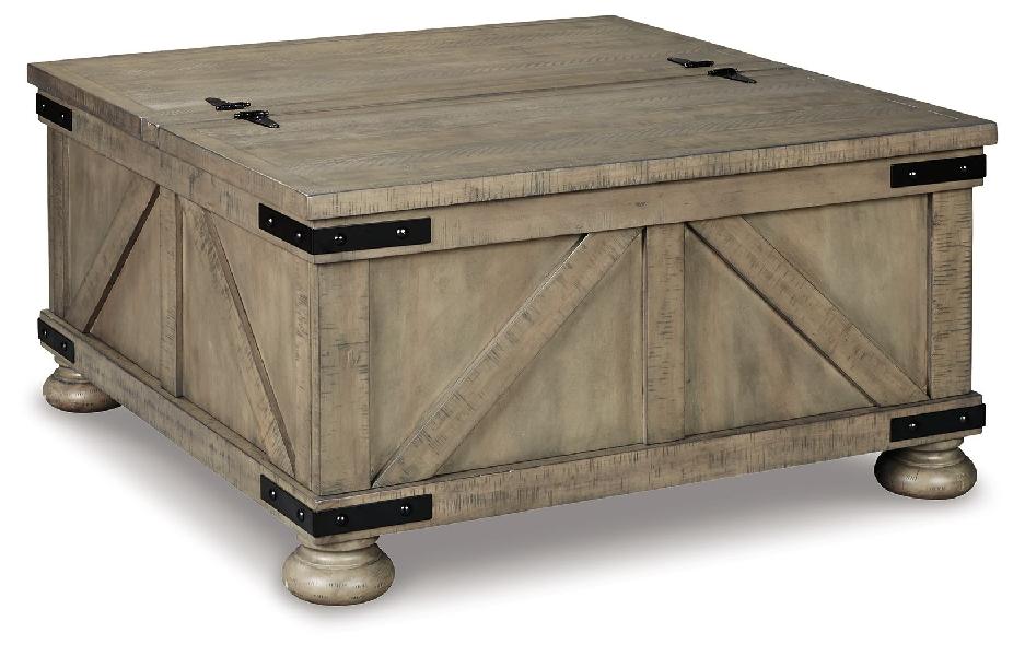 Image of Aldwin - Cocktail Table With Storage - Square - Gray