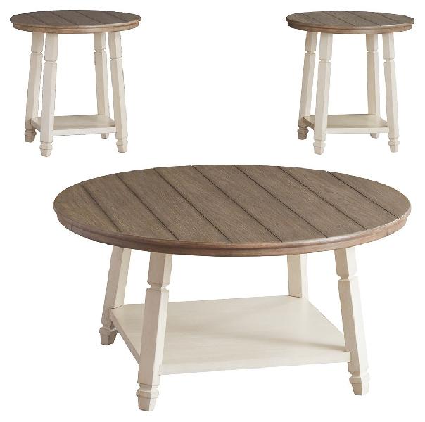 Image of Bolanbrook - Occasional Table Set (Set of 3) - White / Brown / Beige