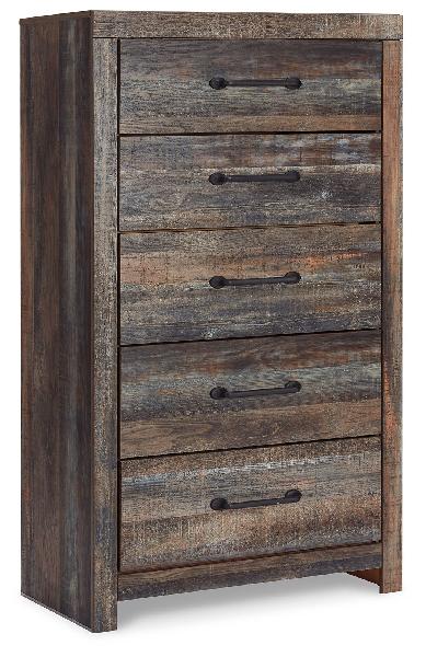 Image of Drystan - Five Drawer Chest - Brown / Beige