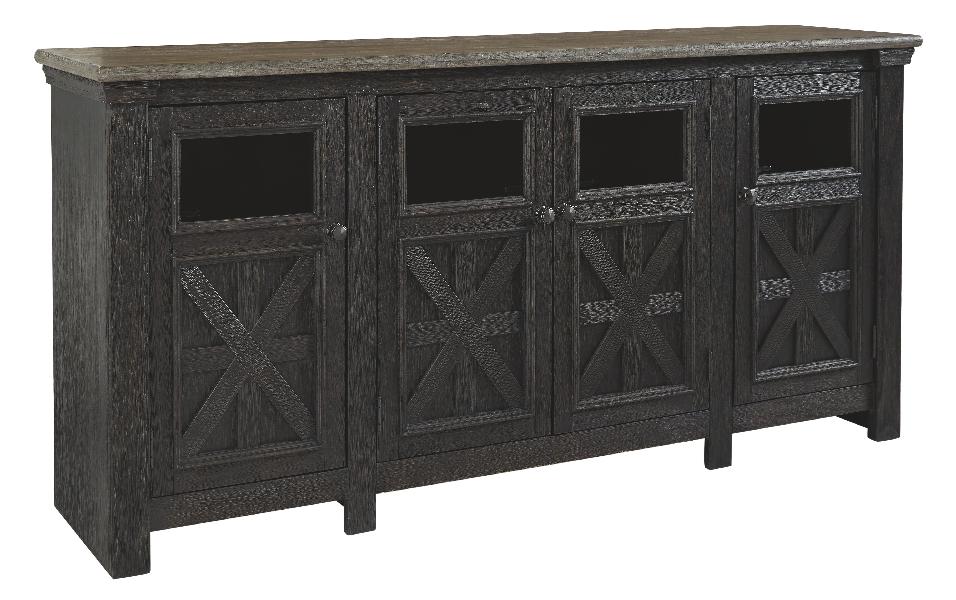 Image of Tyler Creek - Extra Large TV Stand - Black / Gray