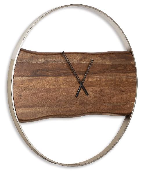 Image of Panchali - Wall Clock - Brown / Silver Finish