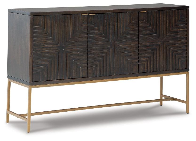 Image of Elinmore - Accent Cabinet - Brown / Gold Finish