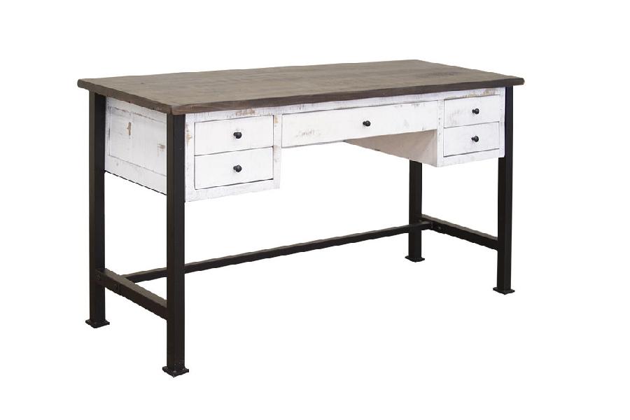Image of Pueblo - Desk - Antiqued White / Brown