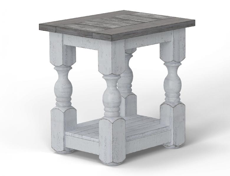 Image of Stone - Chairside Table - Antiqued Ivory / Weathered Gray
