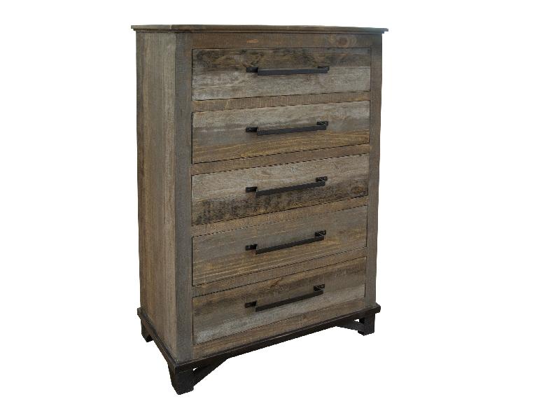 Image of Loft - 5 Drawer Chest - Two Tone Gray / Brown