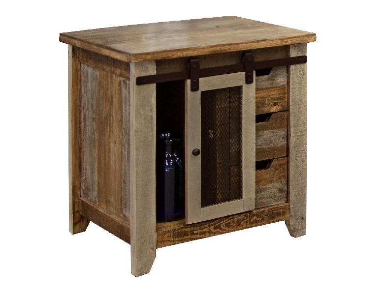 Image of Antique - End Table With 3 Drawers - Multicolor