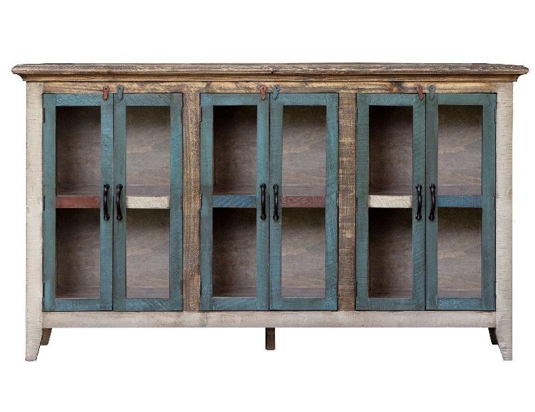 Image of Antique - Glass Console 6 Glass Doors - Multicolor