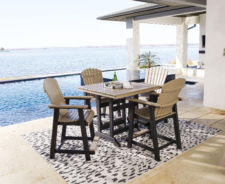 Image of Fairen Trail - 5 Pc. - Counter Dining Set - Black / Driftwood