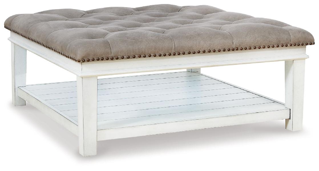 Image of Kanwyn - Uph Ottoman Cocktail Table - Whitewash