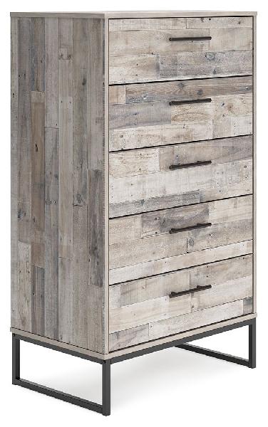 Image of Neilsville - Five Drawer Chest - Whitewash