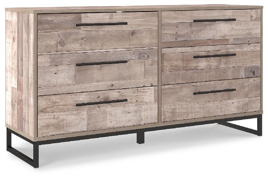 Image of Neilsville - Six Drawer Dresser - Vinyl-Wrapped - Whitewash