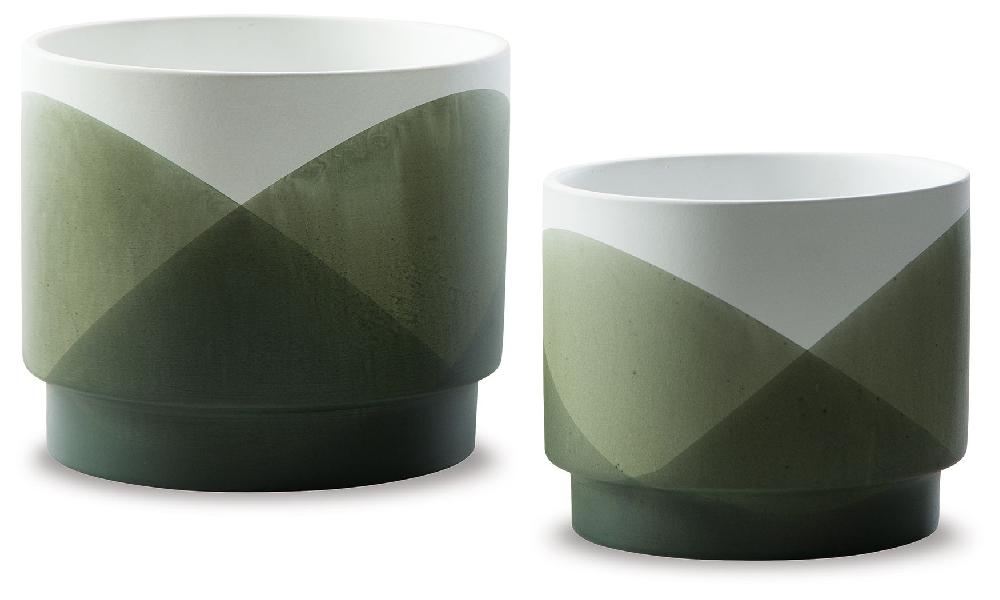 Image of Ardenridge - Planter Set (Set of 2) - Green / White