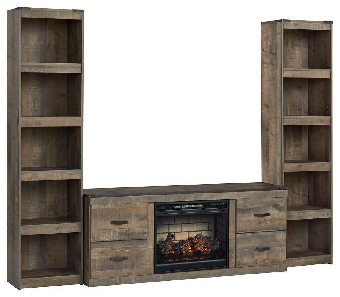 Image of Trinell - 3-Piece Entertainment Center With Electric Fireplace - Brown