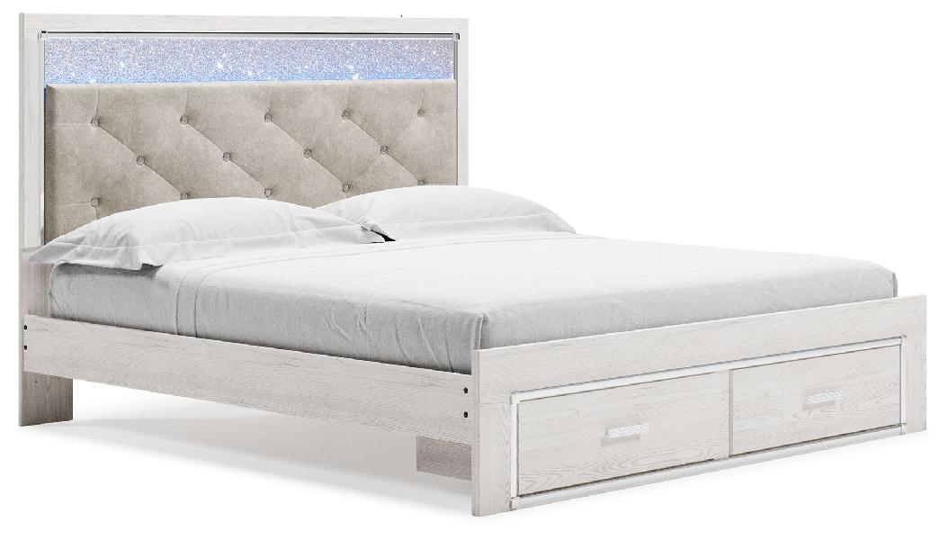 Image of Altyra - King Upholstered Storage Bed - White
